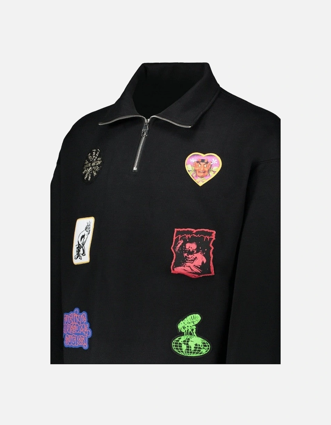 Patches 1/4 Zip - Black