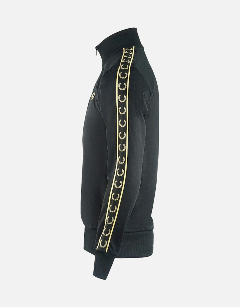 Taped Sleeved Half-Zip Black Gold Track Jacket
