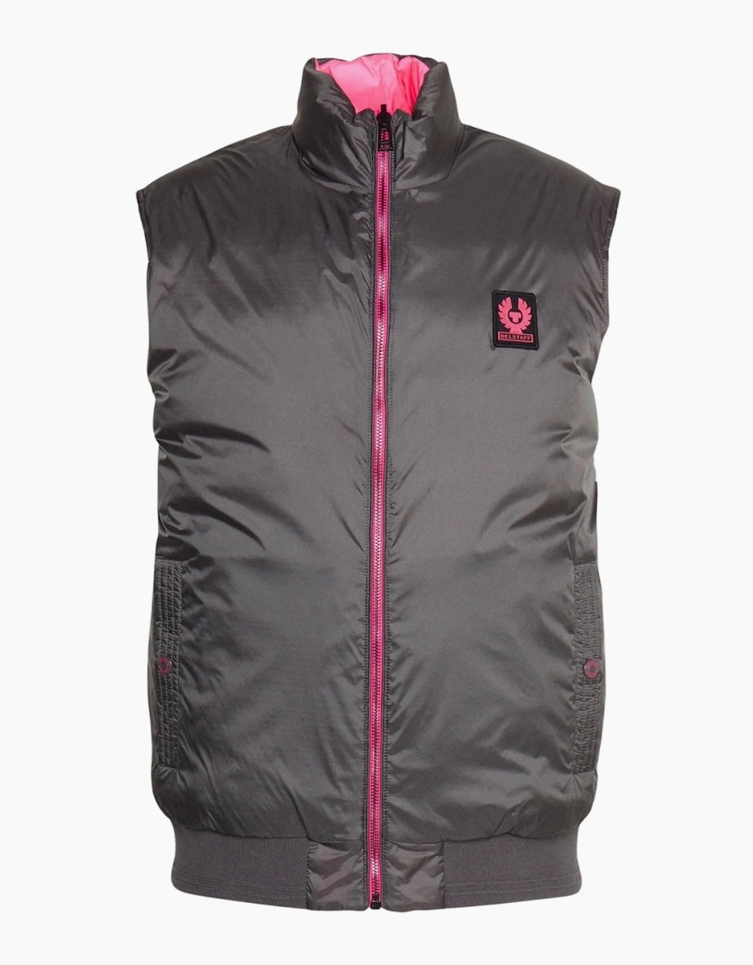 Men's Belstaff Flash Circuit Granite Grey Reversible Down Gilet Jacket - Black - Size: 44/Regular