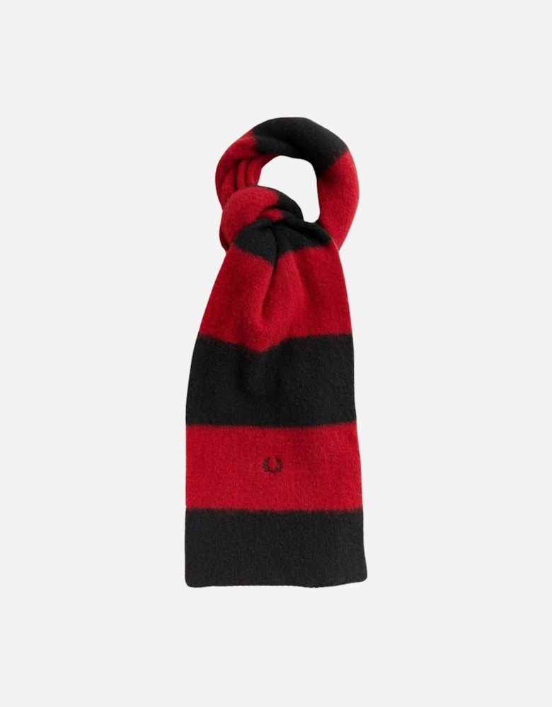 Merino Racing Red and Black Stripped Wool Scarf