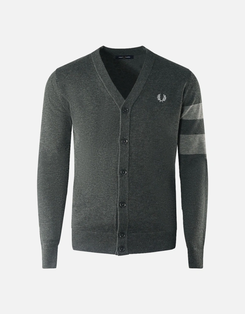 Tipped Sleeve Graphite Marl Grey Button-Up Cardigan