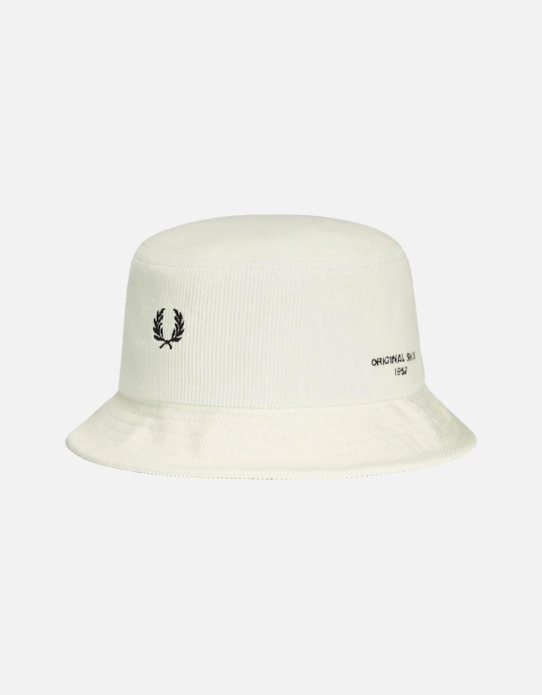 Dual Branded Ecru Cream Cord Bucket Hat