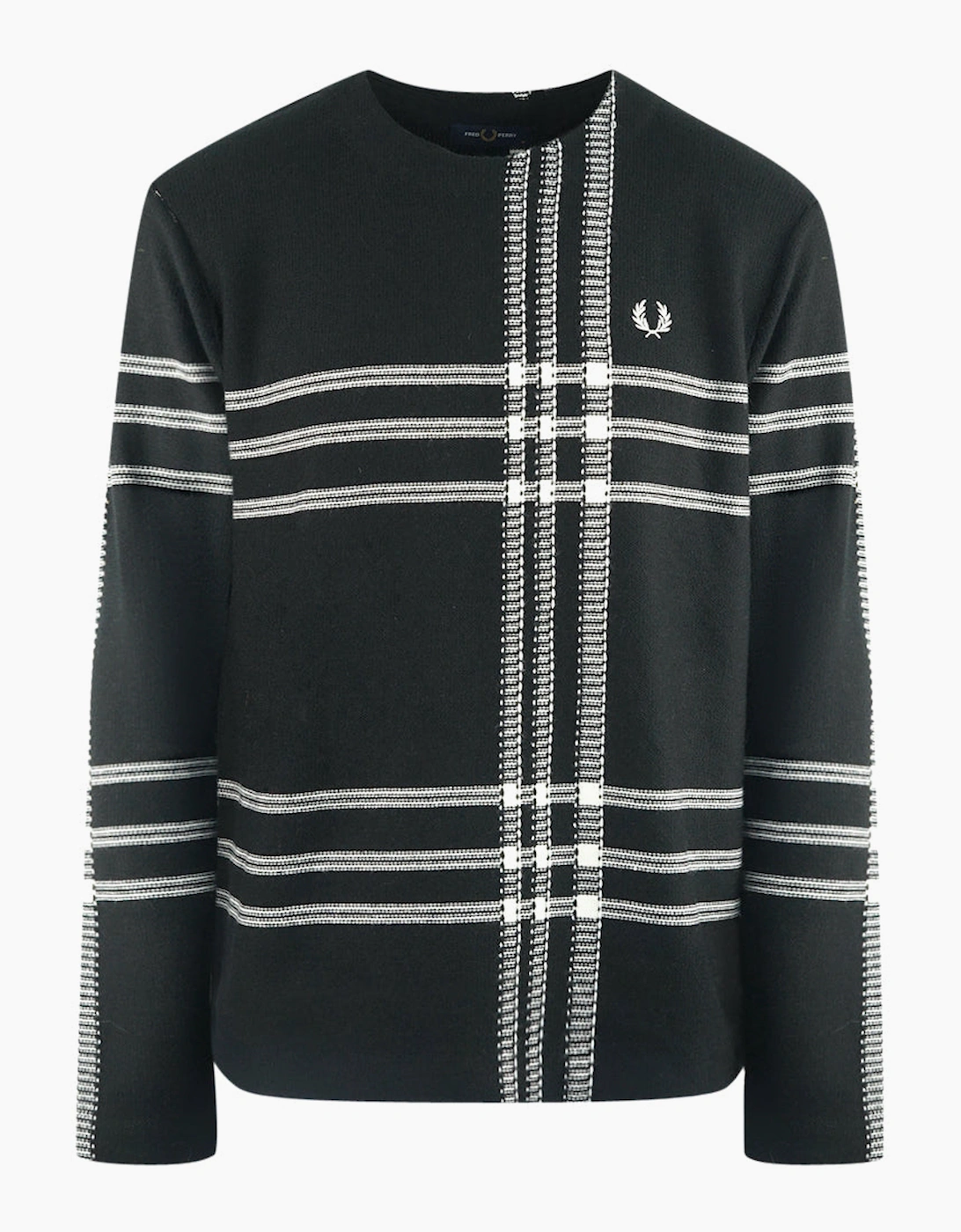 Fred Perry Men's Black White Tartan Jumper - : 38/Regular M