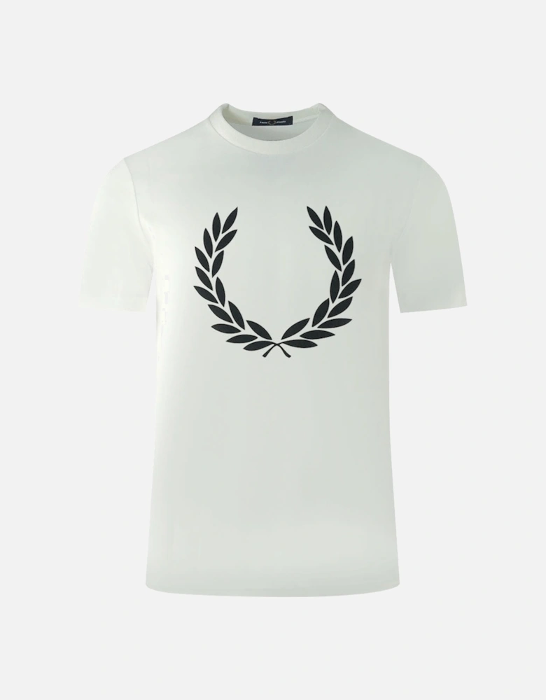 Large Flock Laurel Wreath Logo White T-Shirt
