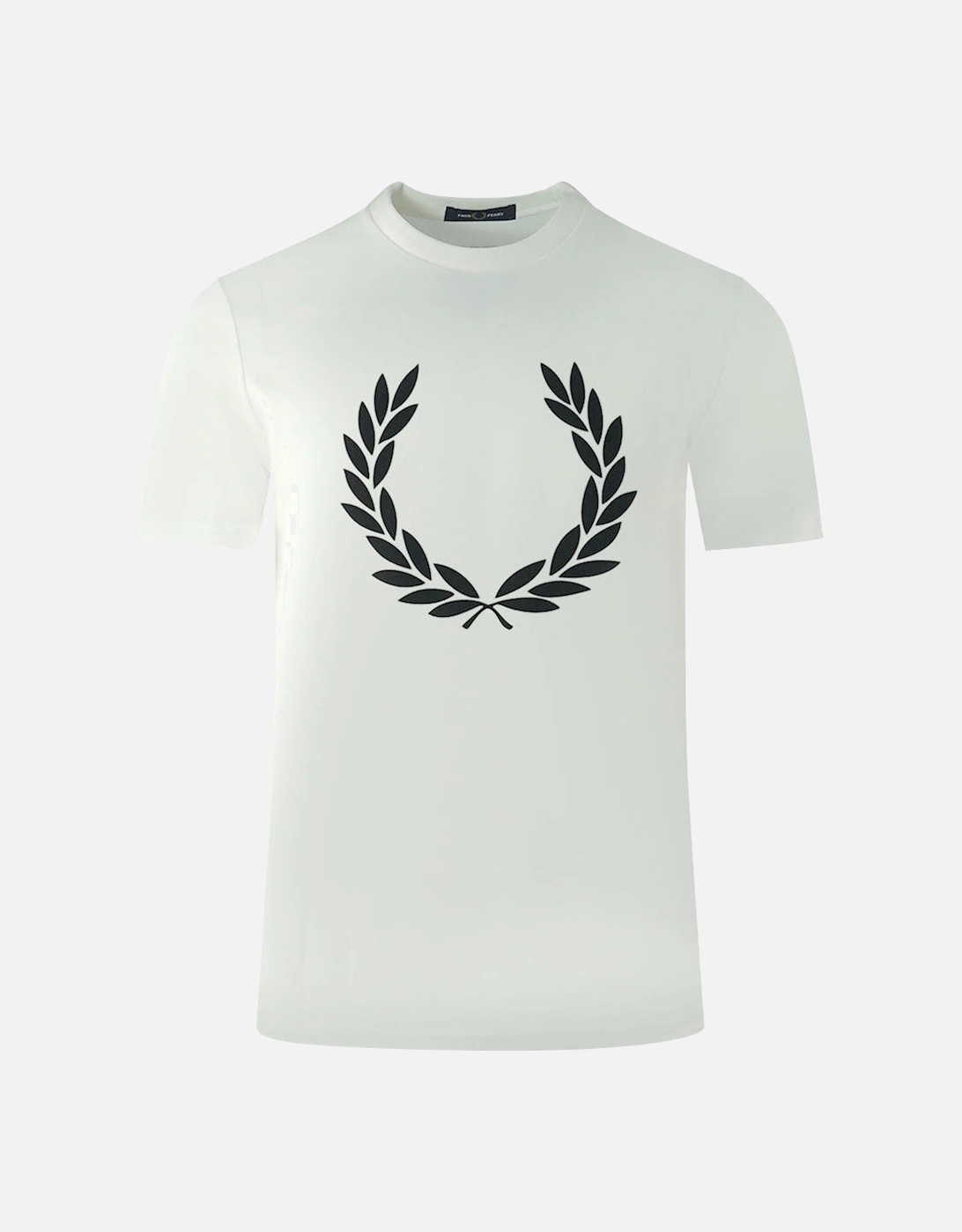 Large Flock Laurel Wreath Logo White T-Shirt, 3 of 2