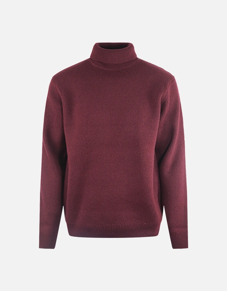 Laurel Wreath Roll Neck Oxblood Burgundy Jumper