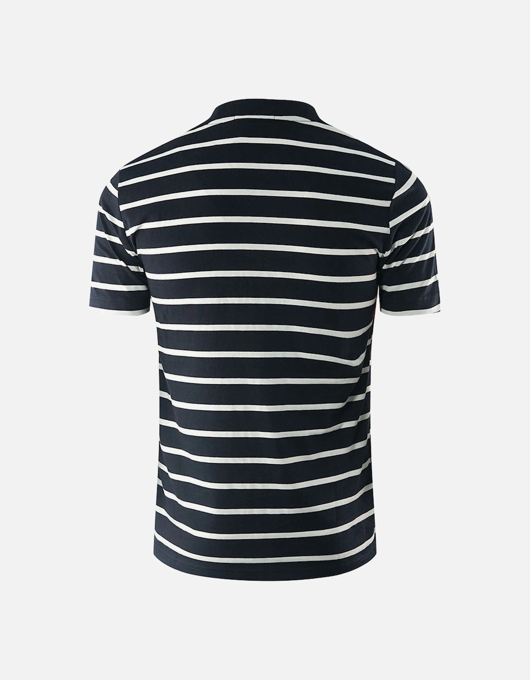 Embroidered Stripe Navy Blue T-Shirt