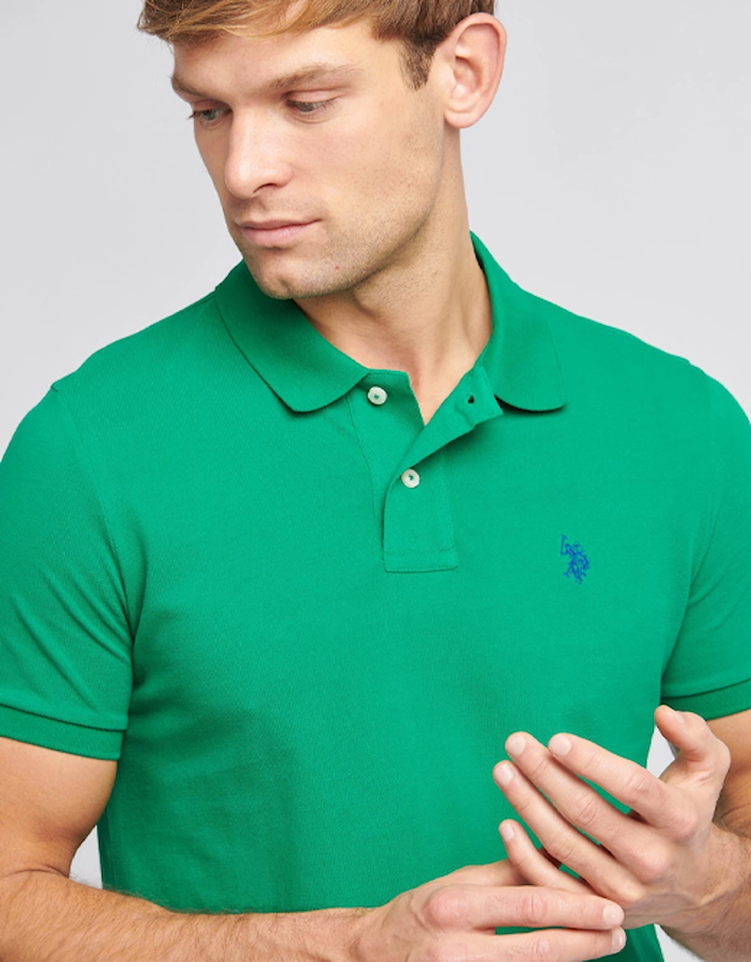 U S Polo Assn Men's DHM Pique Polo Lush Meadow