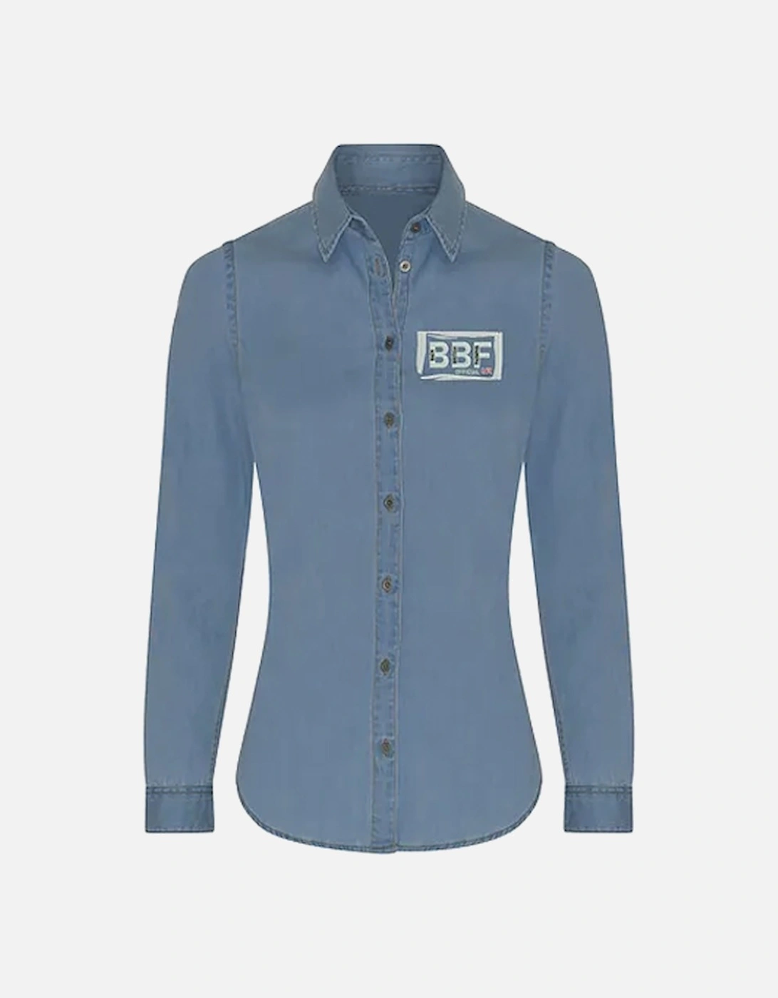 Back British Farming Women's Denim Shirt Light Blue, 5 of 4