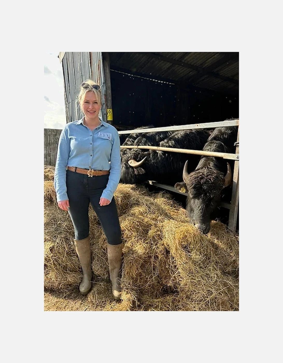 Back British Farming Women's Denim Shirt Light Blue