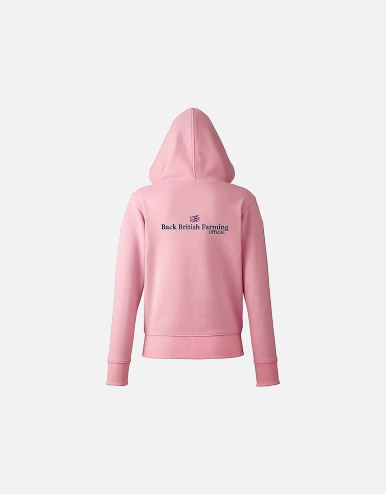 Back British Farming Women's Fitted Full Zip Hoodie Baby Pink