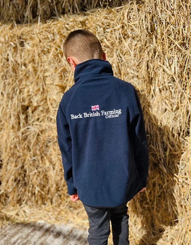 Back British Farming Children's Unisex Recycled 1/4 Zip Navy