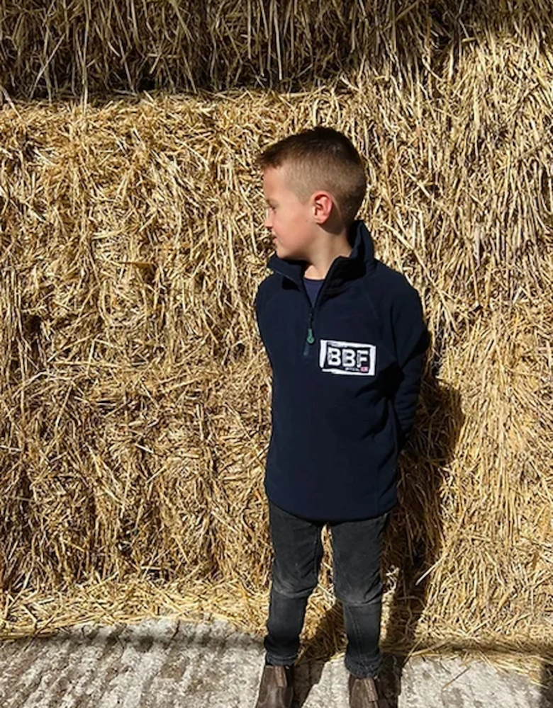 Back British Farming Children's Unisex Recycled 1/4 Zip Navy