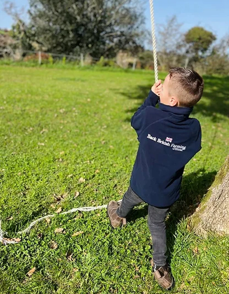 Back British Farming Children's Unisex Recycled 1/4 Zip Navy