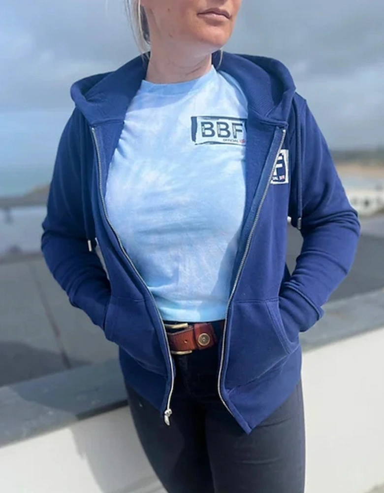 Back British Farming Women's Fitted Full Zip Hoodie Navy