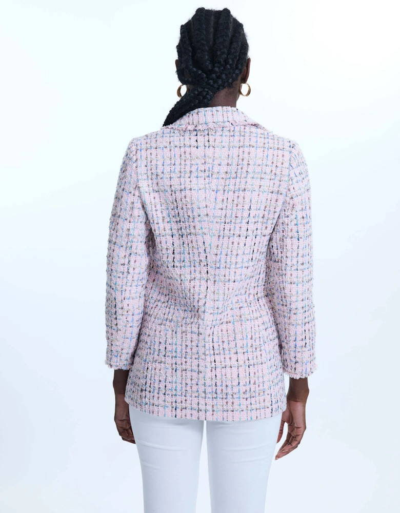 Tweed Detail Blazer Pink