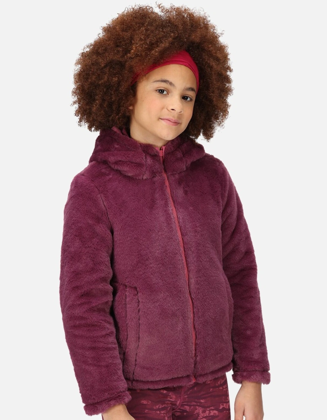 Girls Spyra III Hooded Reversible Fleece Coat, 5 of 4
