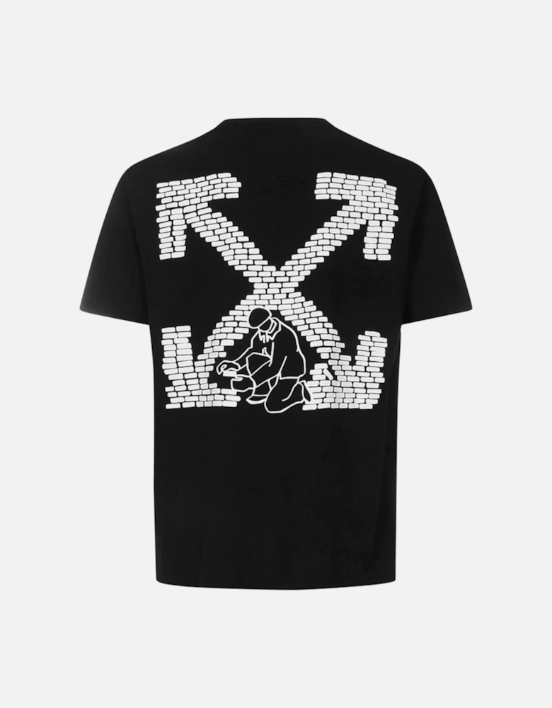 Brick Arrows Logo Printed Cotton T-Shirt in Black