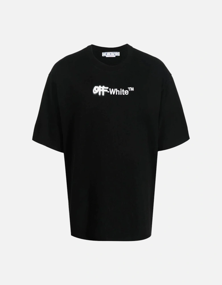 Spray Helvetica Logo Embroidered T-Shirt in Black