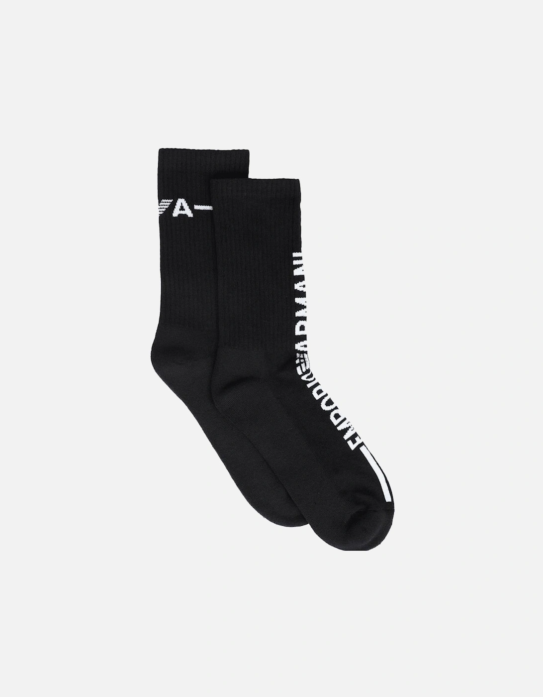 Cotton 2-Pair EA Tape Logo Black Socks, 2 of 1