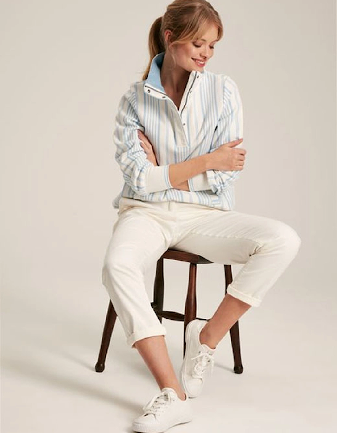 Women's Burnham Jersey Relaxed Fit Sweatshirt Blue/White
