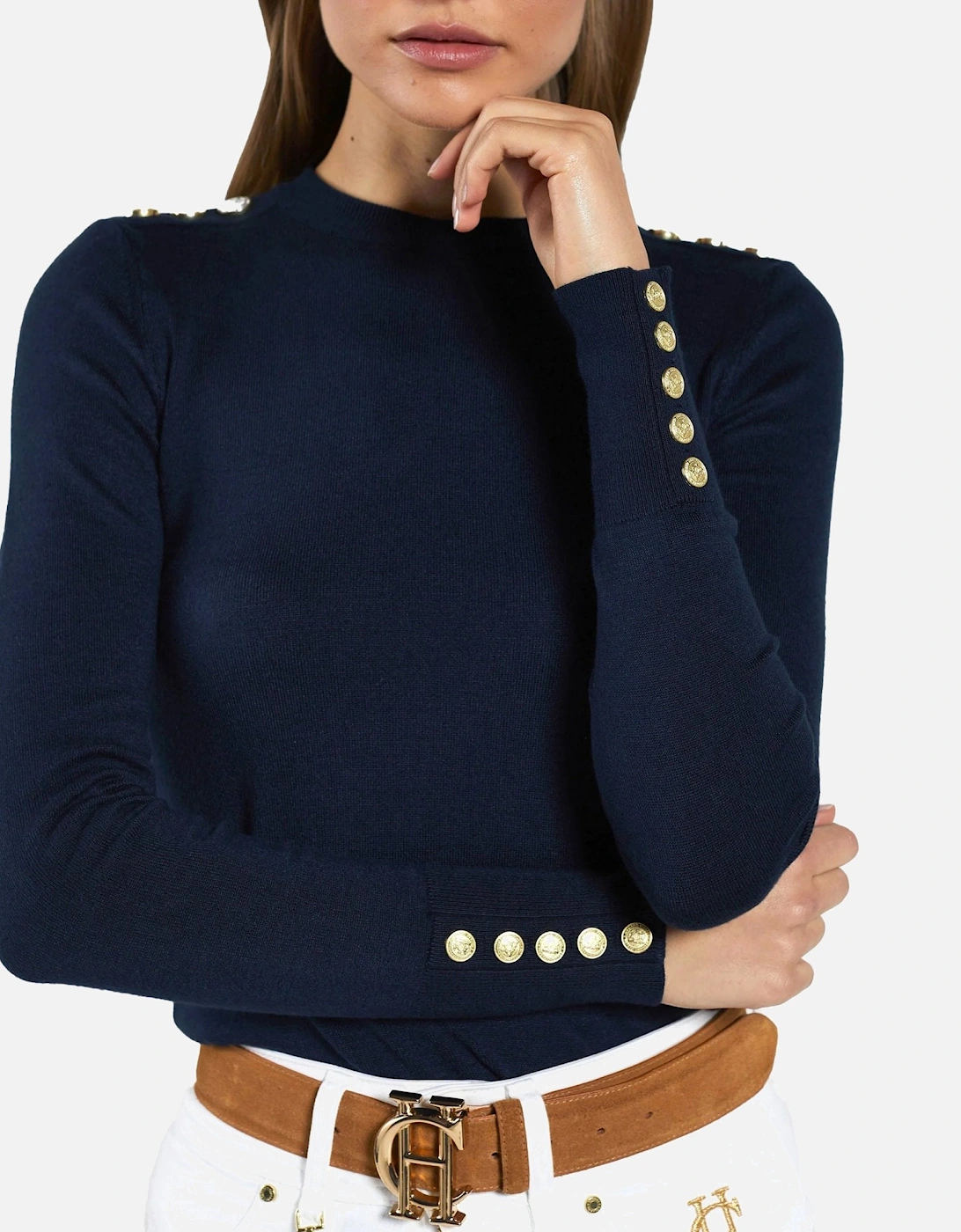 Button crew Neck Navy Knit, 4 of 3