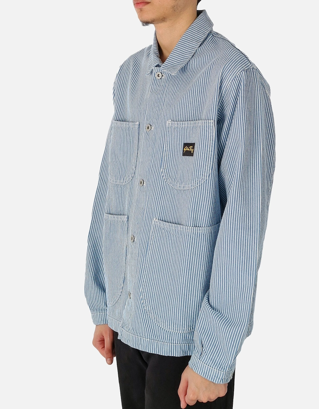 Coverall Ticking Stripe Blue Jacket