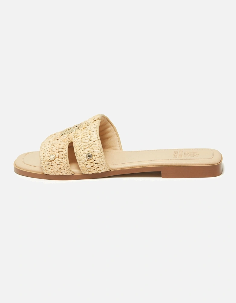 Monogram Straw Natural Slides