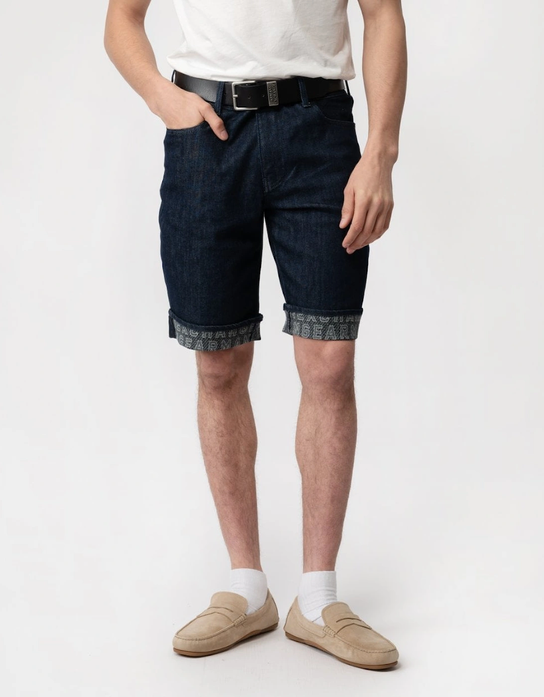 Mens Cuffed Denim Shorts, 5 of 4