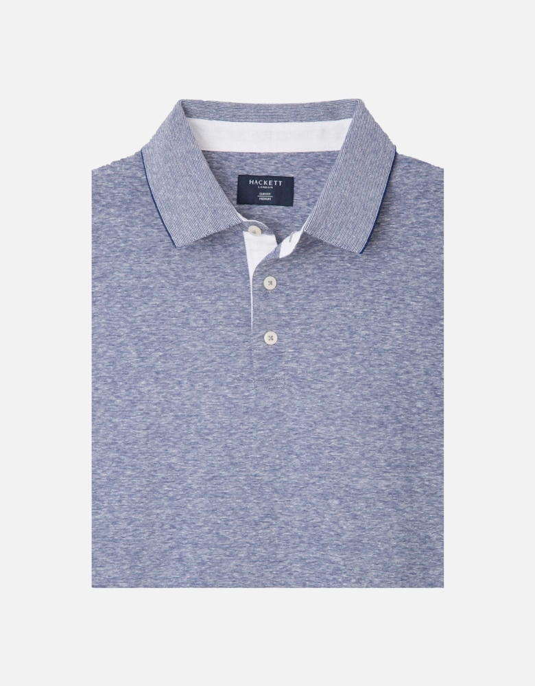 Cotton Linen Filafil Polo Shirt Blue