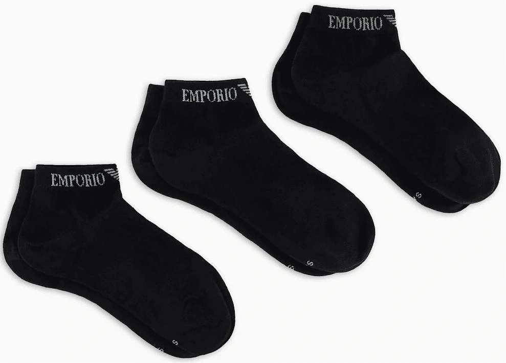 Cotton 3-Pair EA Logo Black Ankle Socks, 2 of 1
