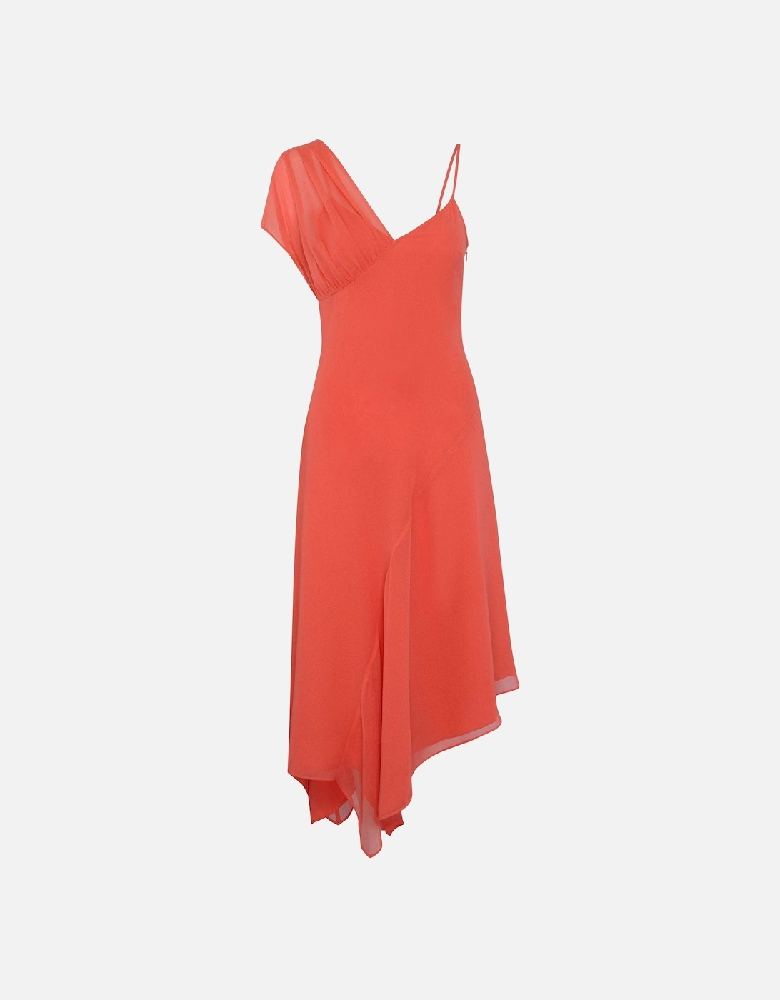 Laurel Asymmetric Dress in Coral