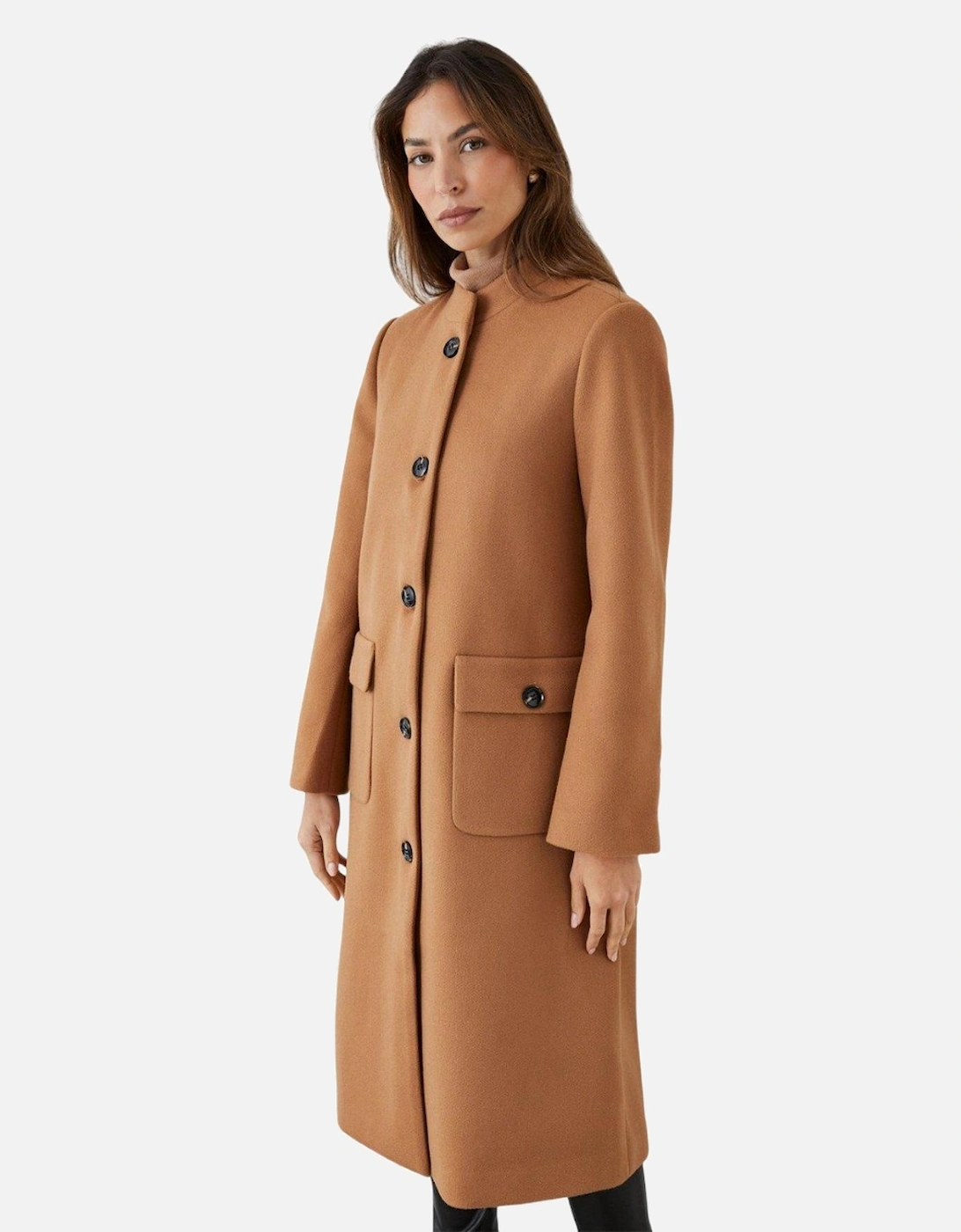 Womens/Ladies Button Collarless Coat, 4 of 3