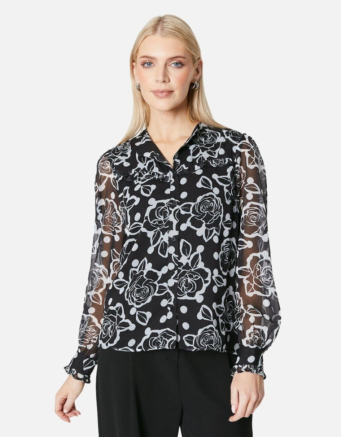 Womens/Ladies Floral Button-Down Blouse, 4 of 3