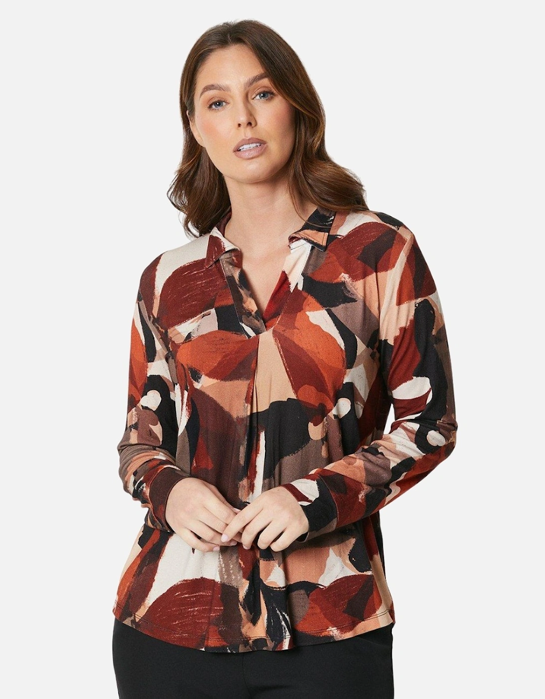 Womens/Ladies Geo Abstract V Neck Blouse, 5 of 4