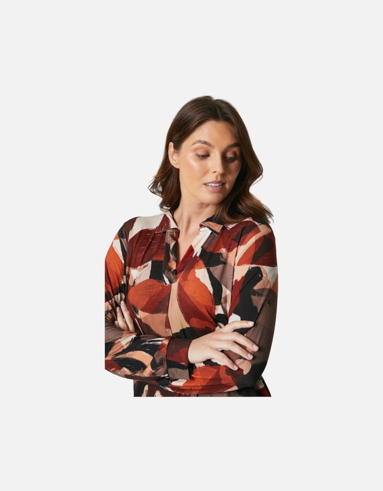 Womens/Ladies Geo Abstract V Neck Blouse