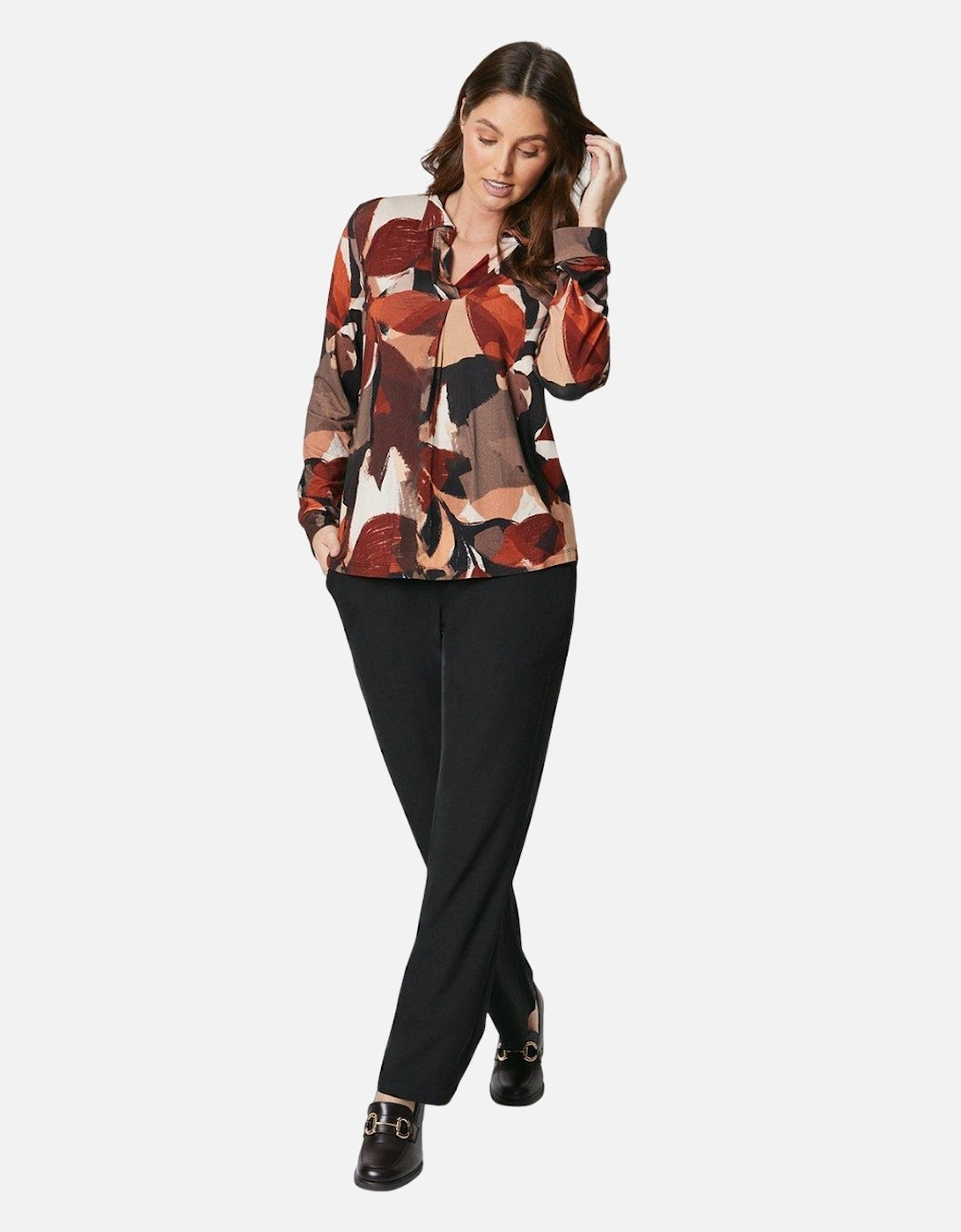 Womens/Ladies Geo Abstract V Neck Blouse