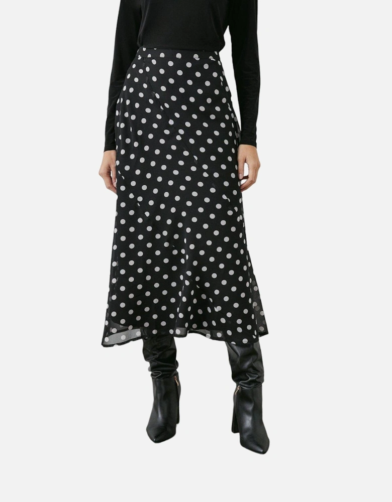 Womens/Ladies Spotted Panelled Midi Skirt