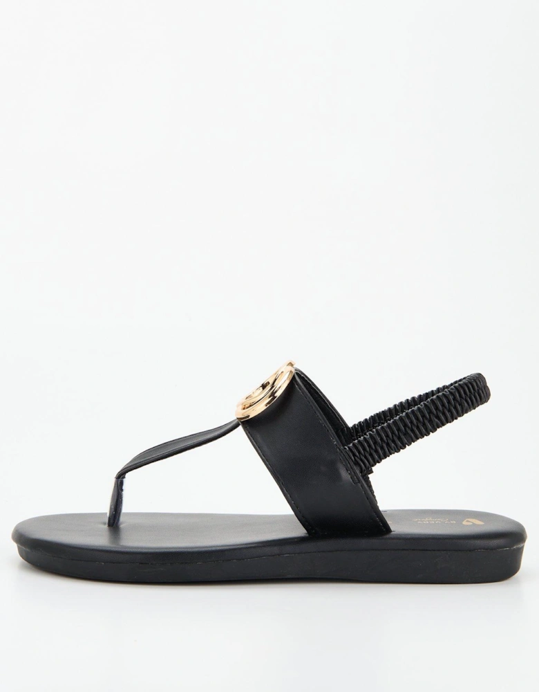 Wide Fit Toepost Comfort Sandal - Black