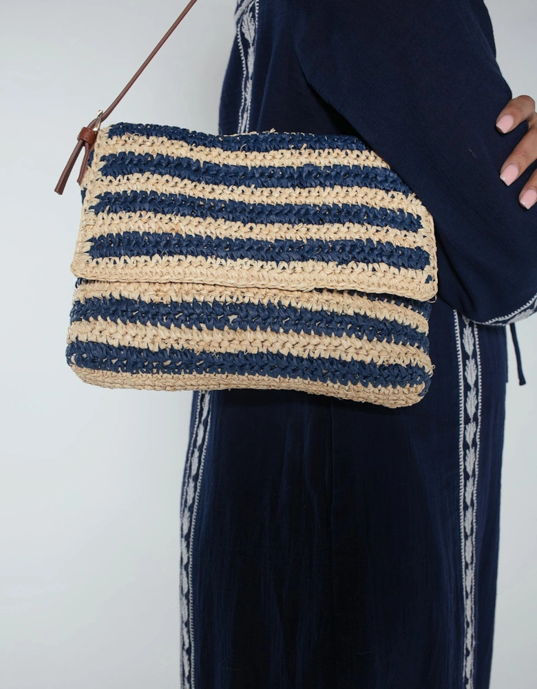 Bella Crochet Stripe Bag in Navy