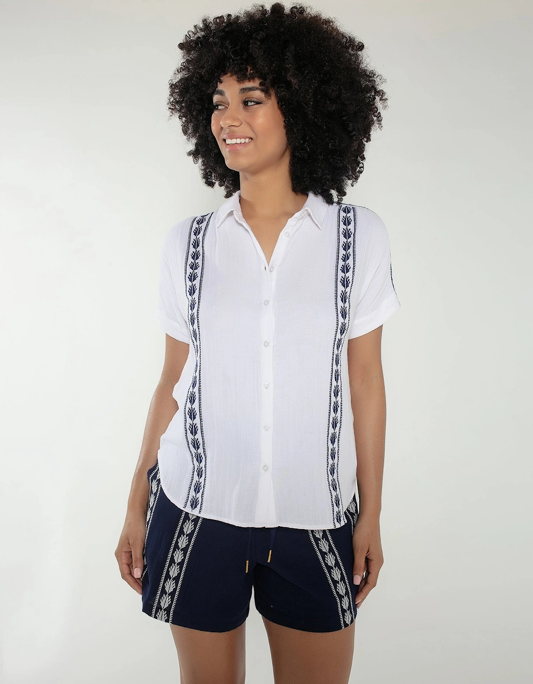 Polly Blouse in White Mix