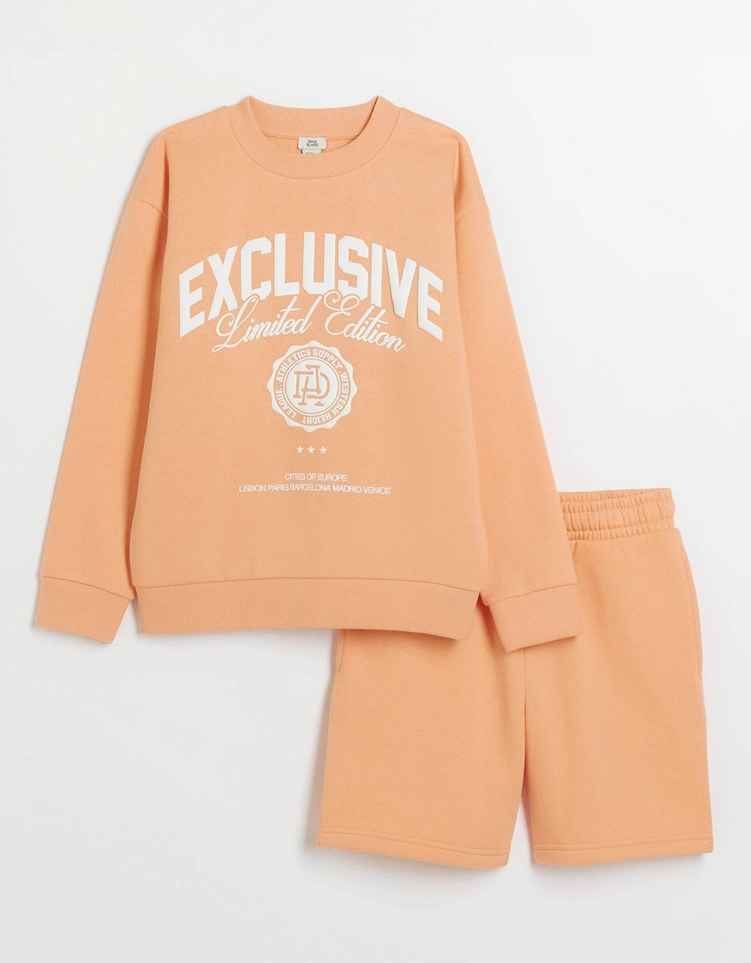 Boys Graphic Sweatshirt and Shorts Set - Orange, 3 of 2