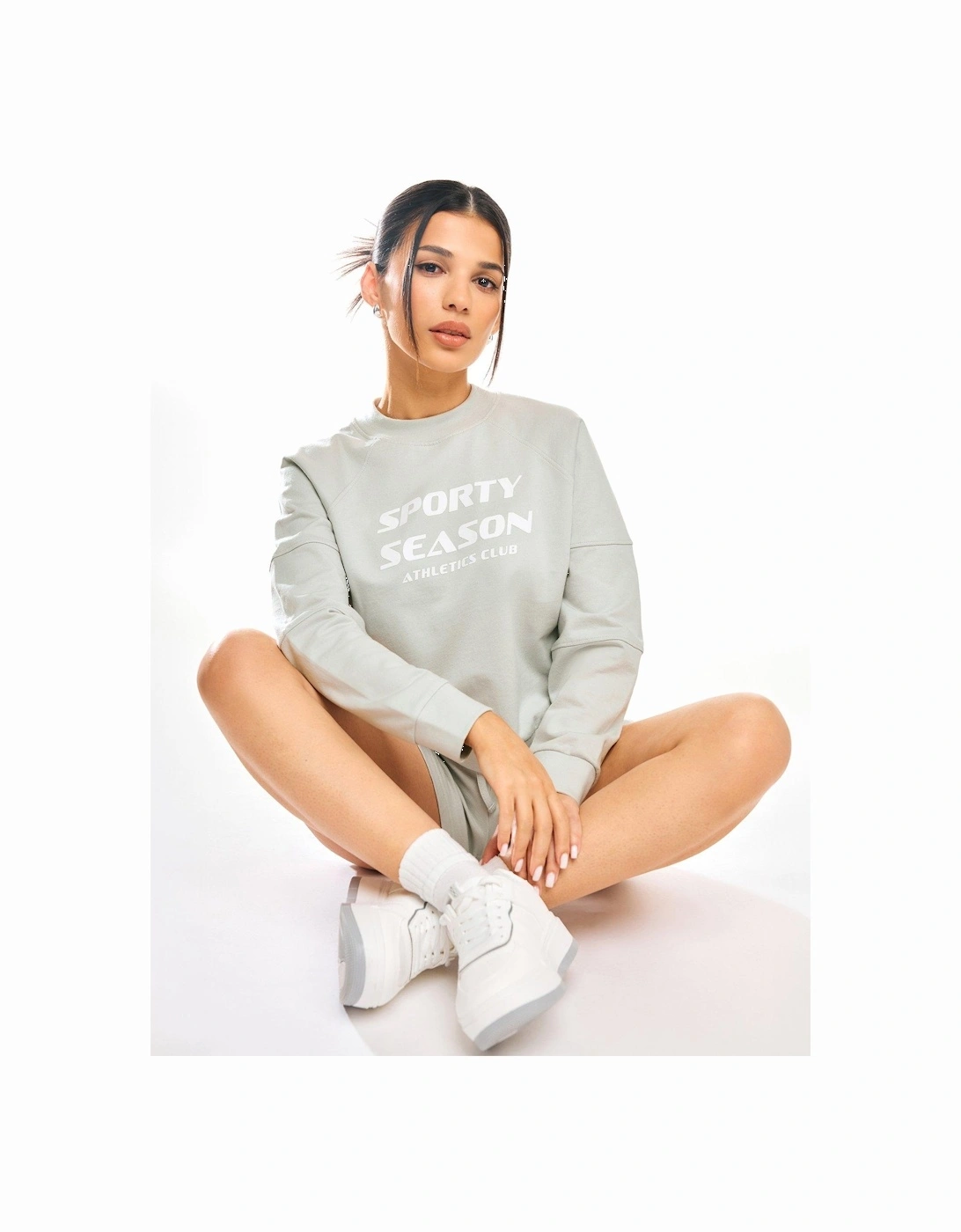 Petite Sporty Season Stitch Detail Sweat Grey, 2 of 1