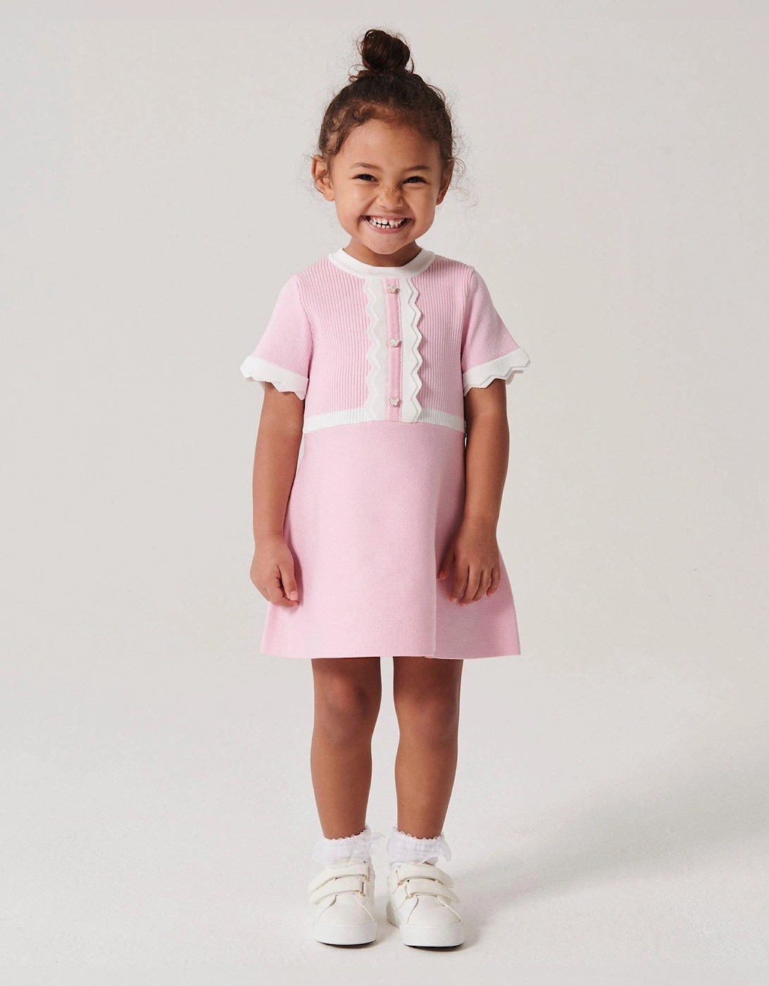 Mini Girls Taped Knit Dress - Pink, 2 of 1