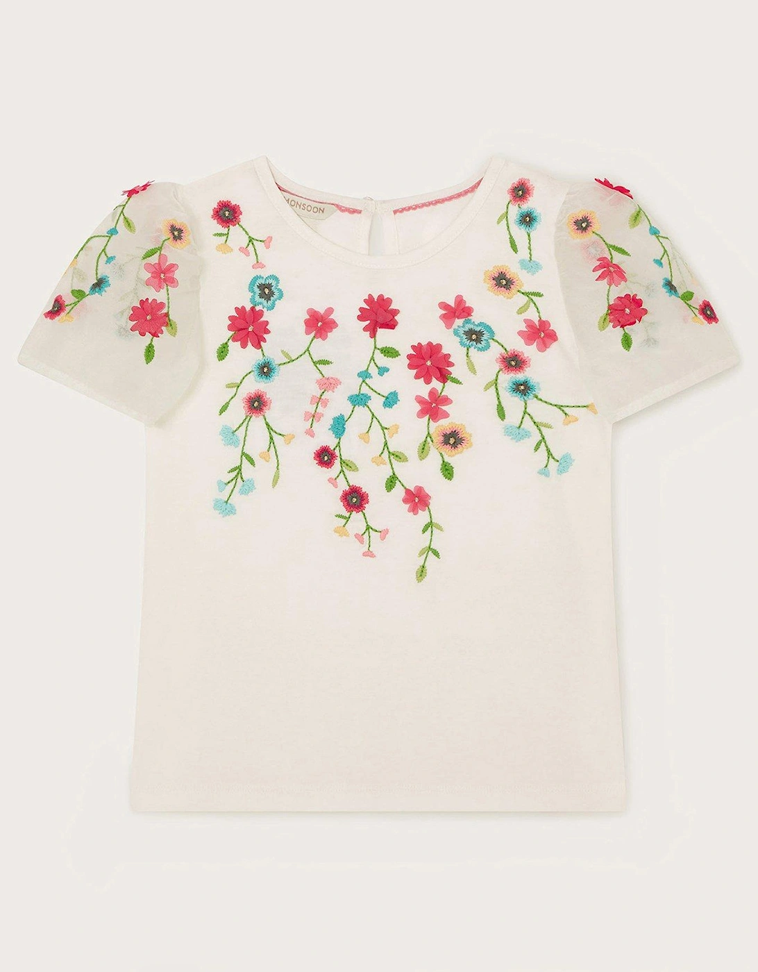 Girls Floral Embroidered Top - White, 2 of 1