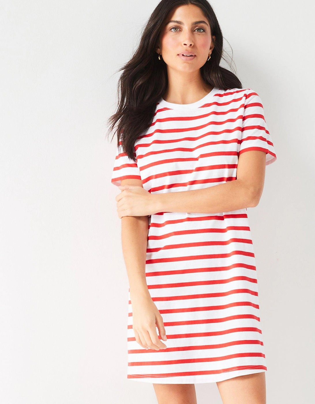 The Essential T-Shirt Dress - Red/White, 2 of 1