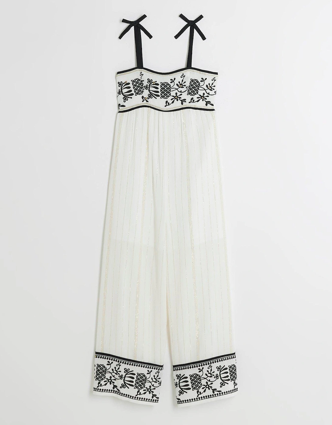 Girls Embellished Beach Jumpsuit - White, 3 of 2