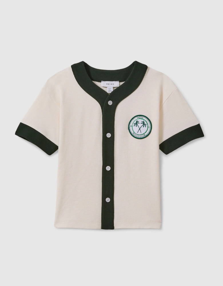 Textured Cotton Baseball Shirt
