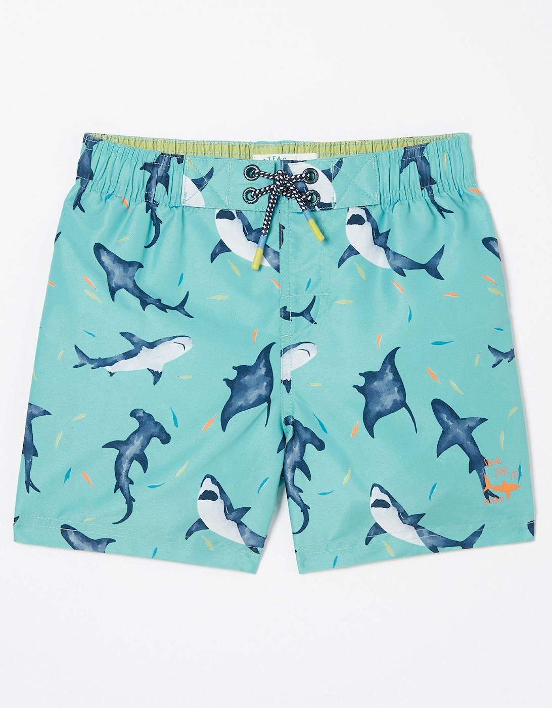Boys Shark Swim Shorts - Aqua Blue, 2 of 1
