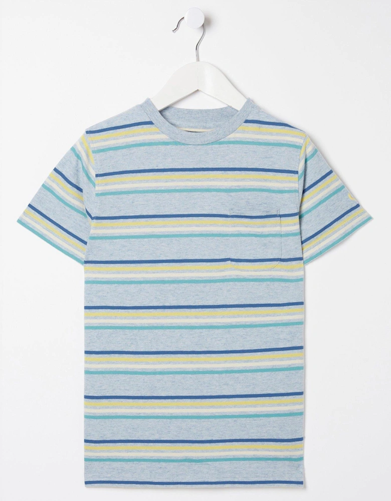 Boys Breton Stripe T Shirt - Blue Marl